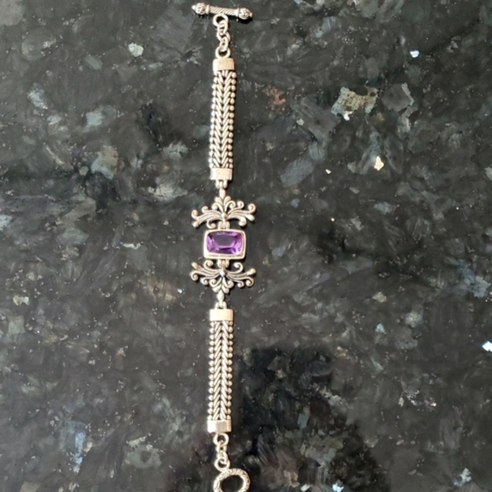 Elegant 925 Silver and Purple Amethyst Women's Bracelet.